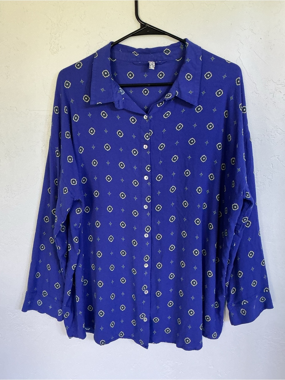 Free People Intimately Purple Button-Up Shirt with a Subtle Pattern